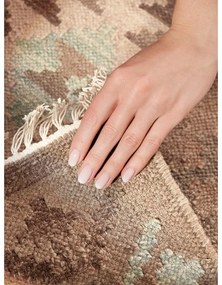 Svetlomodrý/béžový obojstranný ručne tkaný vlnený behúň 60x190 cm Kamal Dune – Nouristan