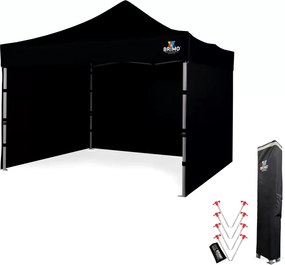 BRIMO Prémiový Párty stan 3x3m Hliník | Najvyššia odolnosť - s 3 stenami - Čierna 13