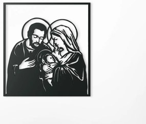 drevko Vyrezávaný obraz Svätá rodina Rozmer obrazu: 32,5 x 30 cm, Farba dekorácie: Čierna