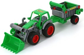 KIK WADER 8718 Traktor Farmár s lyžicou a prívesom 58x14x16cm, KX6885
