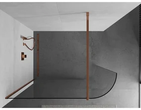 Mexen Kioto, zaoblená sprchová zástena 110 x 200 cm, 8mm číre sklo, profil ružové zlato, 800-110-101-60-06