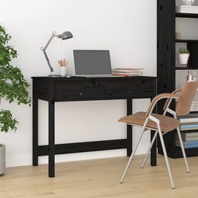 Písací stôl so zásuvkami čierny 100x50x78 cm masívna borovica 824647