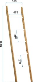 Tutumi TUTUMI, rebrík na uteráky 186 cm, hnedá, BBP-3061, HOM-03693