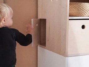 Detská drevená komoda so šuplíkmi, skrinkou a vyberateľným boxom RIVER biela