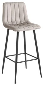 Set troch barových stoličiek POZZA zamatové tmavobéžové (čierne nohy) 3 ks