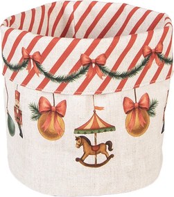 Vianočný bavlnený košík na pečivo Christmas Carousel Dream - Ø 15*16 cm