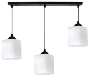 Závesné svietidlo Riffle Square, 3x biele sklenené tienidlo, b