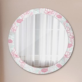 Okrúhle ozdobné zrkadlo Kvety fi 80 cm