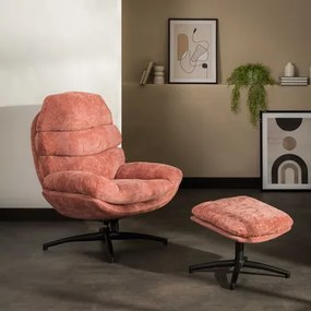 Otočné kreslo s podnožkou, ružové DEFIT