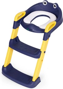 Detská nástavka na toaletu so schodíkmi, protišmyková, mäkké sedadlo, modrá ECOTOYS