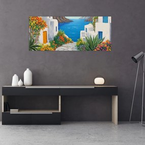Obraz - Grécka ulička (120x50 cm)
