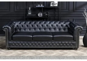 Sedacia súprava 41447 Chesterfield 3-sedenie Antique look Čierna  - Komfort-nábytok