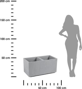 PLASTOVÝ KVETINÁČ NA KOLIESKACH BETONIQUE 39X39X78 CM IMITÁCIA BETÓNU SIVÁ