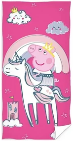 Bavlnená plážová osuška Prasiatko Peppa - motív Pepinka Princezná - 100% bavlna - 70 x 140 cm