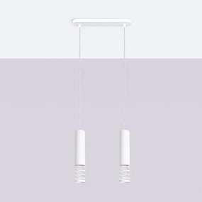Závesné svietidlo Lami, 2x biele kovové tienidlo