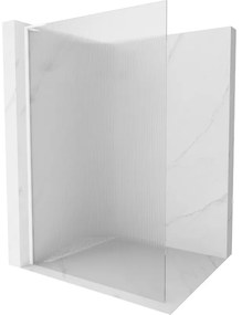 Mexen Kioto L, sprchová zástena Walk-In 90 x 200 cm, 8mm sklo s rebrovým vzorom, biely profil, 800-090-103-20-09