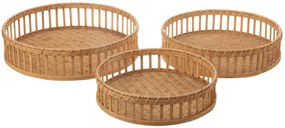 Set 3ks bambusových podnosov s okrajom Bamboo - Ø 47 * 13 cm