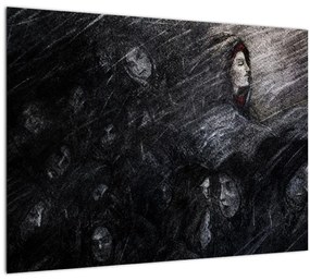 Sklenený obraz - Smútok a odriekanie (70x50 cm)