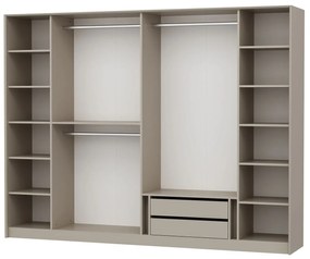 Elegantná šatníková skriňa DeLuxe s dymovými dvierkami a zlatými akcentami 210 x 270 x 52 cm, biela