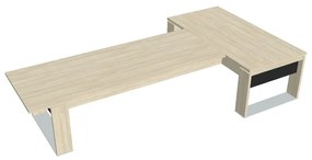 Stôl Verno+ S 200 x 370 cm s rokovacím prvkom, agát / čierna