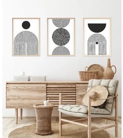 SADA 3x Obraz vo fotorámčeku 50x70 cm čierna/biela