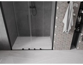 Mexen Velar L Duo, posuvné sprchové dvere do otvoru 160 cm, 8mm číre sklo, čierna matná, 871-160-003-02-70
