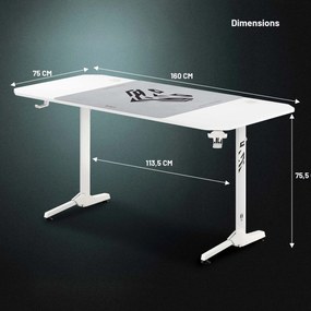 Biely herný a kancelársky stôl X-Mate 160 x 75 x 75 cm Doablo Chairs