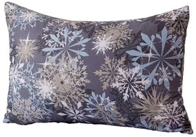 Súprava 2ks dekoračných poťahov na vankúš SNOWFLAKE 50x70cm, modrosivé