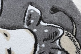 Dywany Łuszczów, Detský kusový koberec Petit Elephant stars grey kruh, 160x160 (priemer) kruh, šedá, detská izba