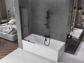 Mexen Velar L, 2-krídlová posuvná vaňová zástena 75 x 150 cm, 8mm číre sklo, čierna matná, 896-075-003-01-70
