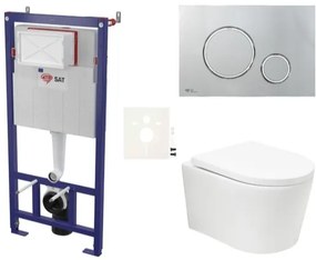 Závesný wc set SAT BREVIS do ľahkých stien / predstenová vírové splachování SIKOSSBRTOR71K, 1 ks