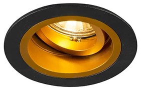 Okrúhly zapustený reflektor čierny so zlatom otočný a naklápateľný - Chuck