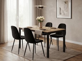 Čierny jedálenský stôl s doskou v dekore dub artisan TESSA 120x60 cm