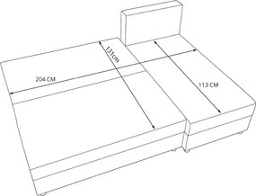 Rozkladacia obojstranná sedacia súprava do L VALERIO SLIM 200x140 cm, tmavosivá + 2 vankúšiky ZDARMA