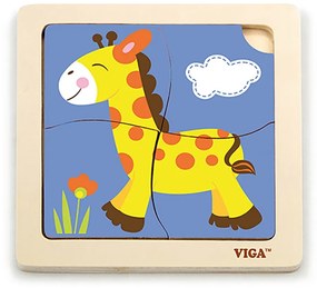 Drevené puzzle pre najmenších Viga 4 ks Žirafa