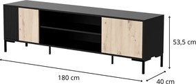 TV stolík Merci 180 cm čierny/dub artisan