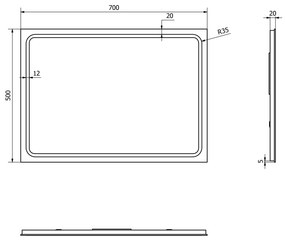 Sapho Sapho, GEMINI LED podsvietené zrkadlo 500x700mm, GM050