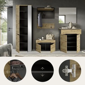 Predsieňová zostava Cano (6-dielna), šedá/dub artisan