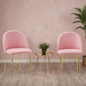 Jedálenská stolička FARGO zamatová, zlatá / ružová