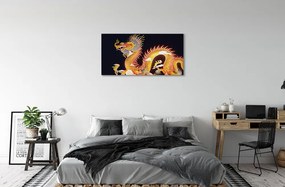 Obraz canvas Golden Japanese Dragon 120x60 cm