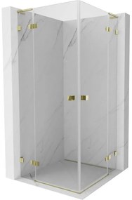 Mexen Lunar, L Duo výklopný sprchový kút 115 x 115 cm, 8mm číre sklo, zlatý profil, 834L-115L-115P-50-00