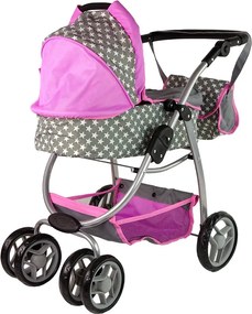 Alice Detský kočík pre bábiky 2 v 1 taška na nosenie ružové hviezdy
