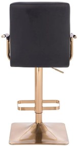 LuxuryForm Barová stolička VERONA GOLD na zlatej hranatej základni - čierna