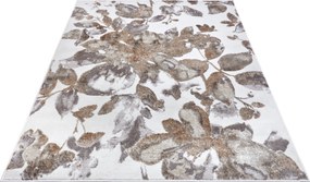 Hanse Home, Kusový koberec Shine 105922 Floral White Grey Brown, 57x90, hnedá, obývacia izba