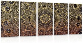 5-dielny obraz zlatá orientálna Mandala - 100x50