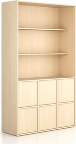 Kancelárska skriňa FRAME, 6x dvere, 2x polica, 1299 x 450 x 2162 mm, PUSH-lock, breza