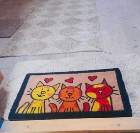Trade Concept, Rohožka Kokos Tri mačky – na von aj na doma, 40x60, viacfarebná, chodba / predsieň