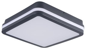 KANLUX DEVON vonkajšie stropné svietidlo LED, 24 W, denné biele, štvorcové, 26x26 cm, grafitová farba