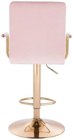 LuxuryForm Barová stolička VERONA GOLD VELUR na zlatom tanieri - ružová