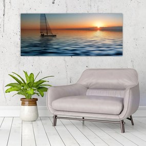 Obraz - Plachetnica na mori (120x50 cm)